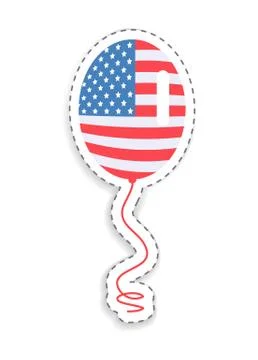 Balloon with Thread and Flag Vector Illustration Stock Illustration
