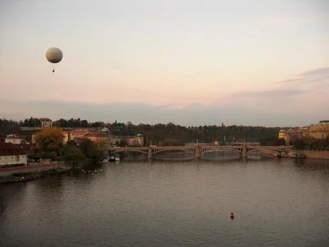 Balloon under the river at prague Stock Photos
