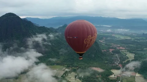 Balloon in Vang Vieng Stock Footage 147904506