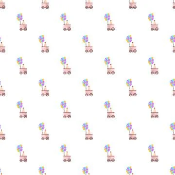 Balloon vendor cart seamless pattern offering fun イラスト素材