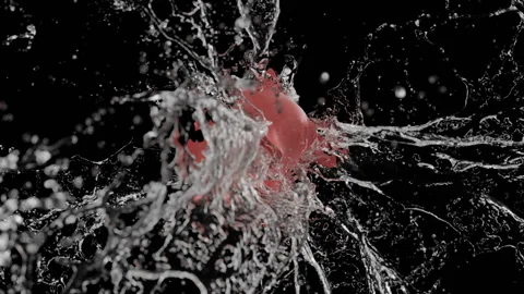 A balloon with water inside explodes in slow motion 스톡 동영상 107474525