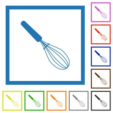 Balloon whisk flat framed icons 库存插图