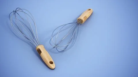 Balloon whisks on blue background. 3D illustration Stock Illustration