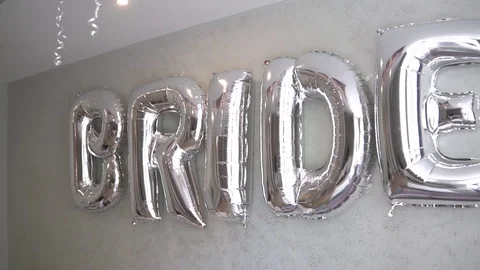 Balloon With The Word Bride On The Wall 1 Stock Footage 128398516