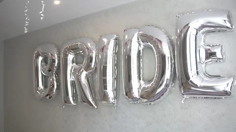 Balloon With The Word Bride On The Wall 3 Stock Footage 141446490