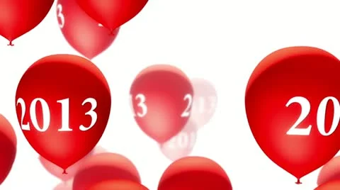 Balloons 2013 Red on White (Loop) 스톡 동영상 12525992