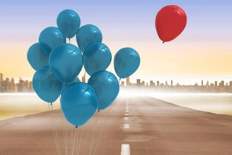 Balloons above a road Ilustração Stock