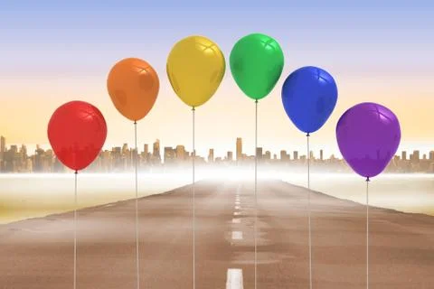 Balloons above a road Ilustração Stock