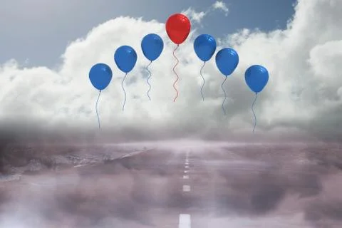 Balloons above a road Ilustração Stock