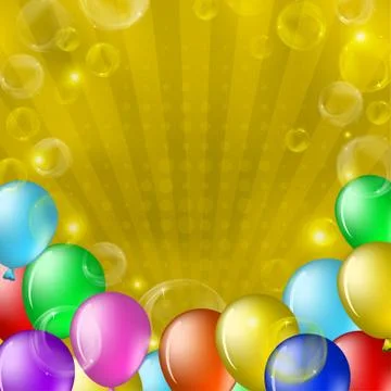 Balloons and bubbles on gold Stock Illustration