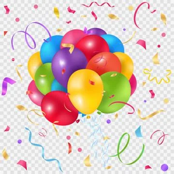Balloons and confetti Stock Illustration