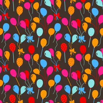 Balloons and confetti seamless pattern. birthday pattern seamless vector Stock Illustration