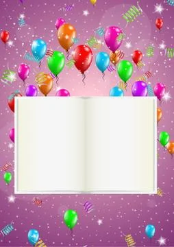 Balloons and open book Stock Illustration