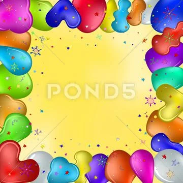 Balloons and stars Stock Illustration