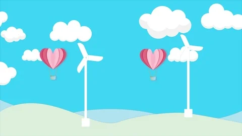 Balloons and windmill. Wind Energy Video stock 106946661
