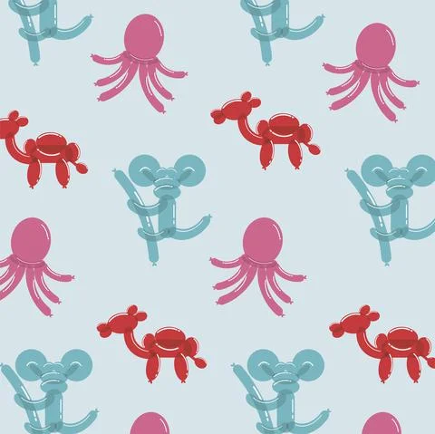 Balloons animals pattern イラスト素材