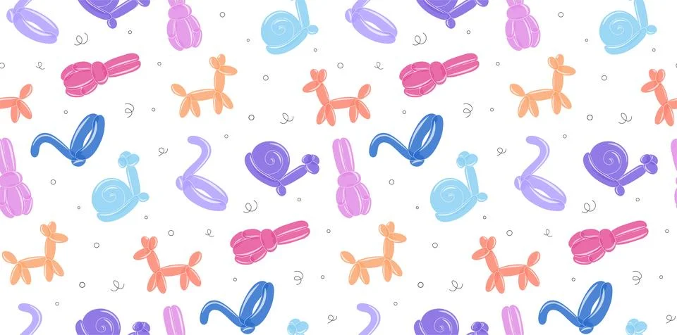 Balloons animals seamless pattern. Repeating design element for printing on Stock Illustration