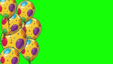 Balloons Animated - Chroma Key Green Screen Footage Stock Footage 341333804