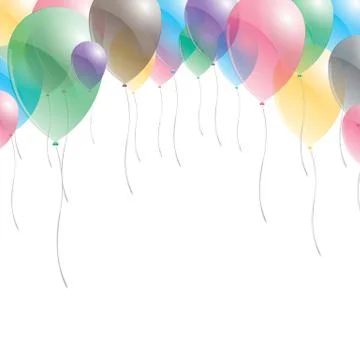 Balloons background. Balloons on sky background. Multicolored balloons. Stock Illustration