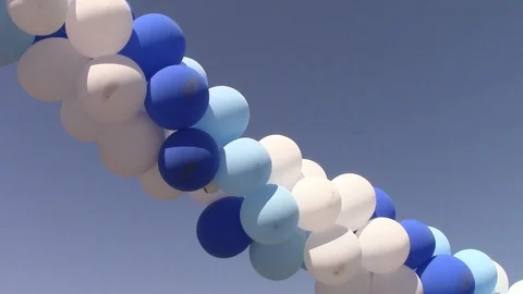 Balloons on a background of blue sky. a lot of balloons in the sky Stock Footage 116321696