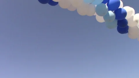 Balloons on a background of blue sky. a lot of balloons in the sky Stock Footage 116321698