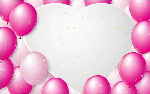 Balloons Background with heart shape Stock Illustration