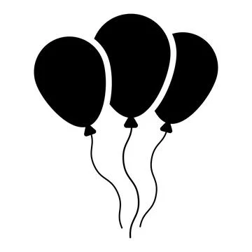 Balloons black vector icon on white background Stock Illustration