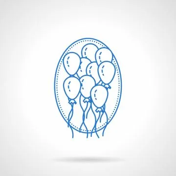 Balloons blue flat line vector icon Illustrazione stock