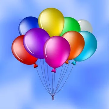 Balloons in the blue sky Stock Illustration