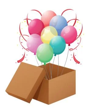 Balloons in the box Stock Illustration
