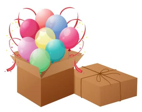 Balloons with boxes Ilustración de archivo
