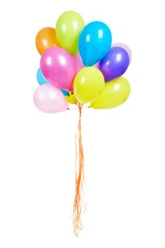 Balloons bunch of multicolored balloons isolated on white Stock Photos