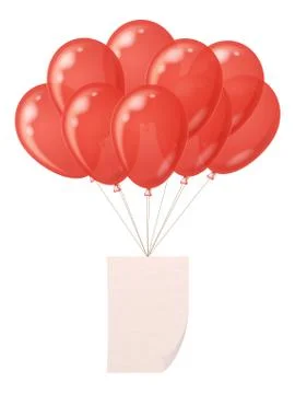 Balloons bunch with paper sheet Stock Illustration