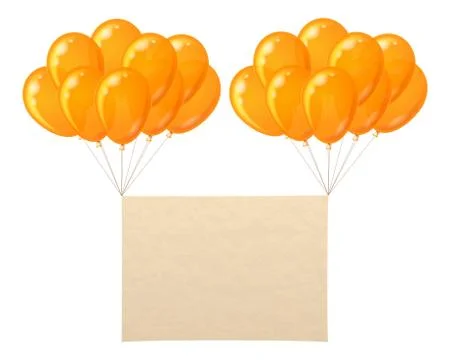 Balloons bunch with paper sheet Stock Illustration