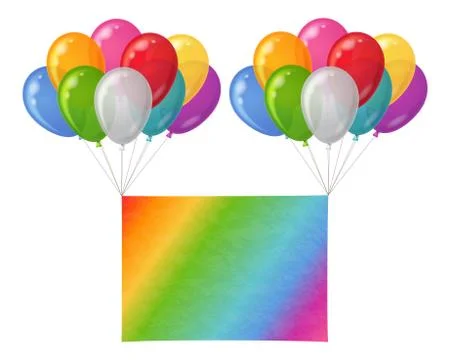Balloons bunch with paper sheet Stock Illustration