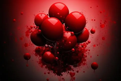 Balloons bunch on a red wall background Stock Illustration