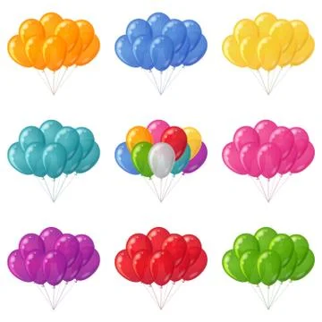 Balloons bunches, set Stock Illustration