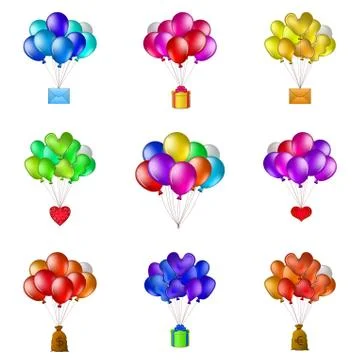 Balloons bunches, set Stock Illustration