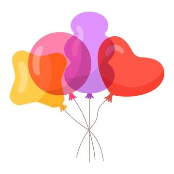Balloons bundle air with rope transparent overlay Stock Illustration