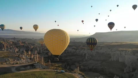 Balloons In Cappadocia during summertime Stock Footage 240641879
