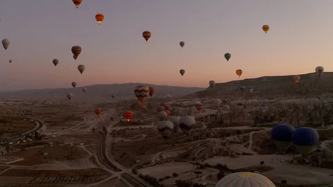 Balloons in Cappadocia. The general plan for dawning. Stock Footage 120194276