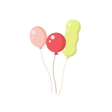 Balloons in cartoon flat style for celebrating and carnival. Balloons for b.. Stock Illustration