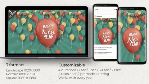 Balloons Countdown for New Year 库存 After Effects