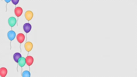 Balloons decoration flying up on left side 4K | Transparent Background Stock Footage 253207391