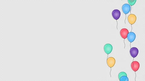 Balloons decoration flying up on right side 4K | Transparent Background Video stock 253207379