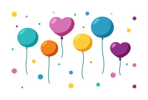 Balloons of different sizes and forms. Set of balloons for happy holiday. Vector Stock Illustration