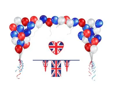 Balloons flag and objects Stock Illustration