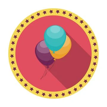 Balloons Flat Icon with Long Shadow, Vector Illustration イラスト素材