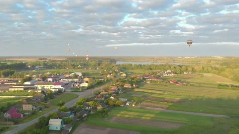 Balloons Flight Landscape Stock Footage 155617272