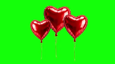 Balloons Floating on Green Screen Chroma Key Background Stock Footage 341333070